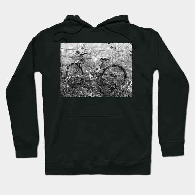 Rustic Old Bike Against Building Hoodie by Roly Poly Roundabout